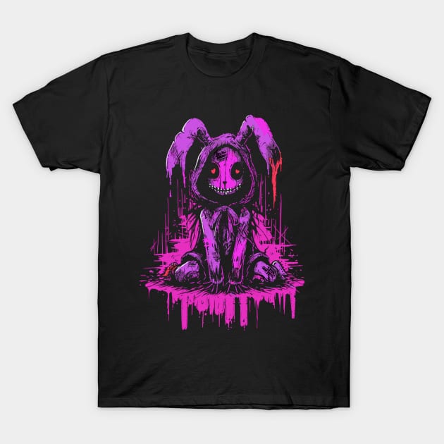 Love You to Death Bunny Comic Horror Art T-Shirt by RuftupDesigns